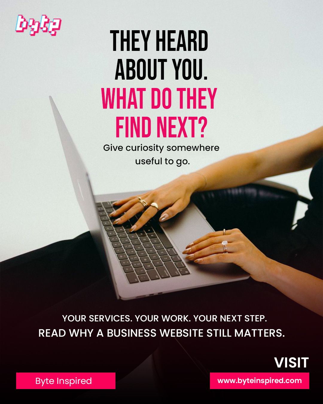 A referral creates interest. Your online presence needs to help the next conversation happen.

When someone looks you up, can they understand your services, see relevant work and find a straightforward way to contact you? A website gives you a place to organise that experience alongside your social channels and other marketing.

Our guide explores what a business website can contribute, from answering common questions to supporting enquiries.
Read it if you are relying on scattered profiles to tell your whole story.

https://byteinspired.com/no-website-in-2026-heres-why-your-business-is-invisible-and-how-to-fix-it/

#BusinessWebsite #WebDesign #SmallBusinessCanada #ByteInspired